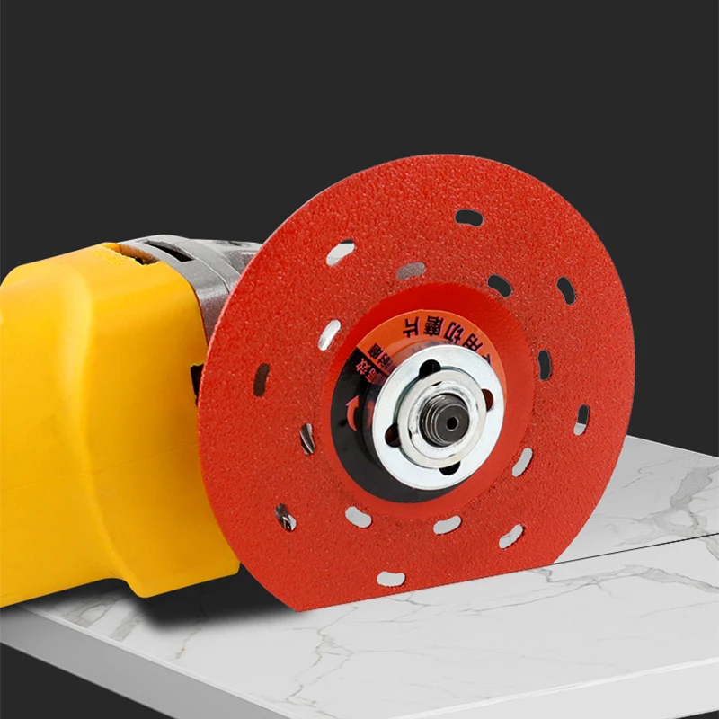 Lama per sega per taglio e molatura con sabbia diamantata 1PC Dissipazione del calore multi-foro Lama per taglio e molatura con piastra di roccia multi-foro rossa