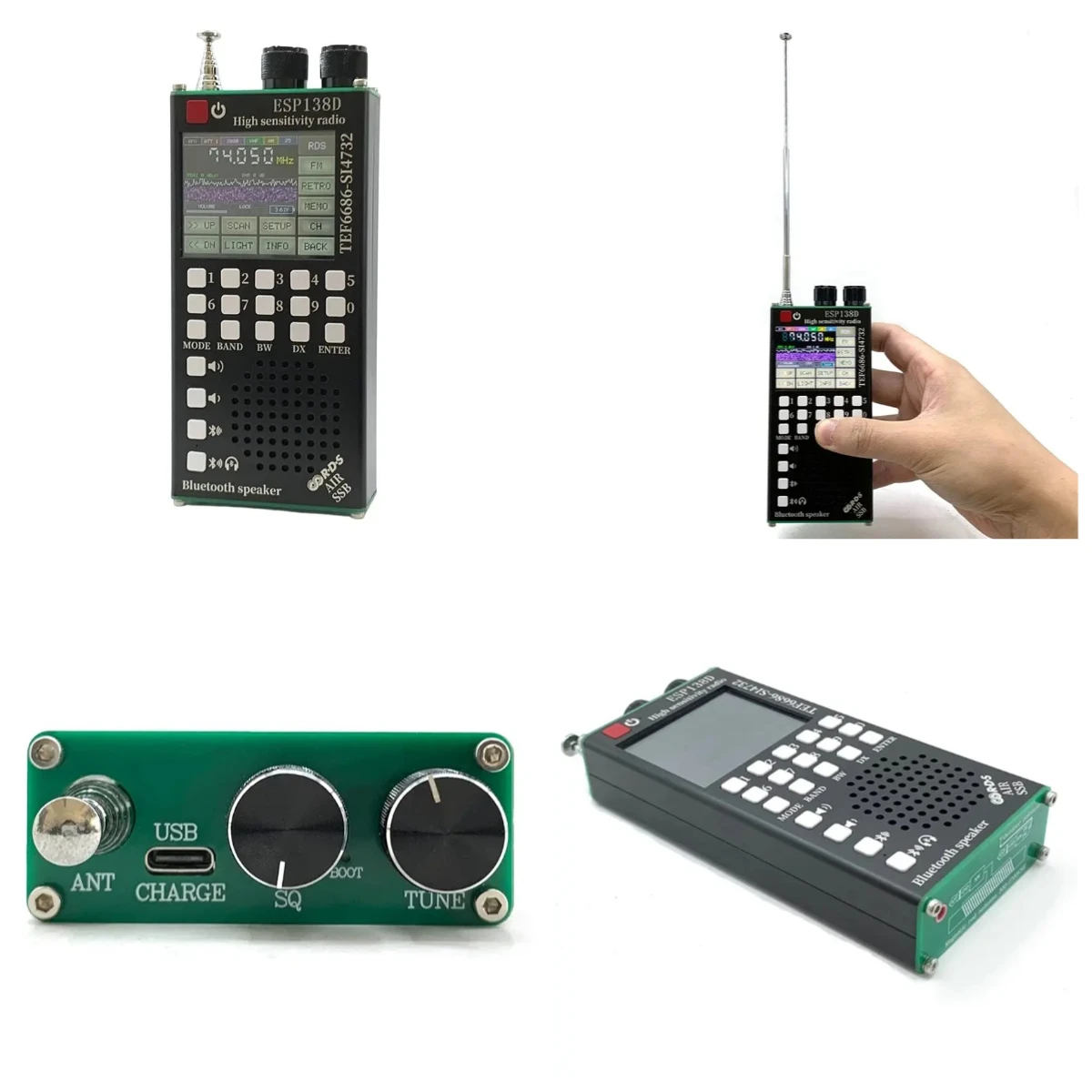 Новый радиоприемник ESP138D H-RADIO SI4732 с полным диапазоном частот FM AM SSB AIR + FM-приемник TEF6686 2-в-1 с Bluetooth