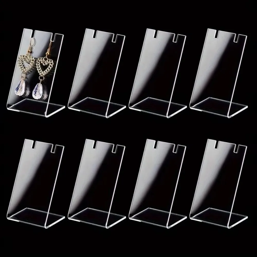 

10pcs Portable Acrylic Display Stand Clear Dangling Slant Back Display Rack Necklace Earring Organizer Props Show
