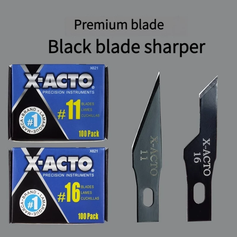 

100 blades X-ACTO premium engraving black blade 11/16 professional precision engraving blade Used for: mobile phone repair, PCB repair, engraving, paper carving, model, wood carving, rubber stamp art carving knife