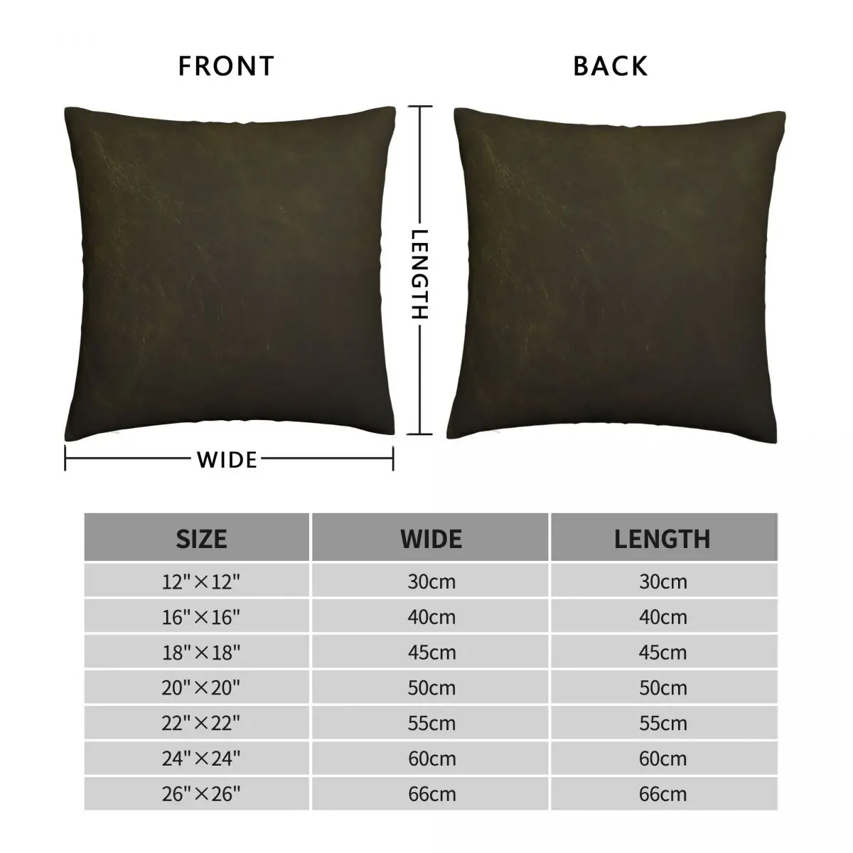 Olive Green Faux Leather Print Pillowcase Polyester Linen Velvet Creative Zip Decor Pillow Case Sofa Seater Cushion Cover