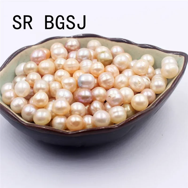 100 Pcs 7-8mm No Hole Undrilled Nearly Round Mixed Natural Freshwater Pearl Jewelry Loose Beads for Necklace Bracelet DIY Design