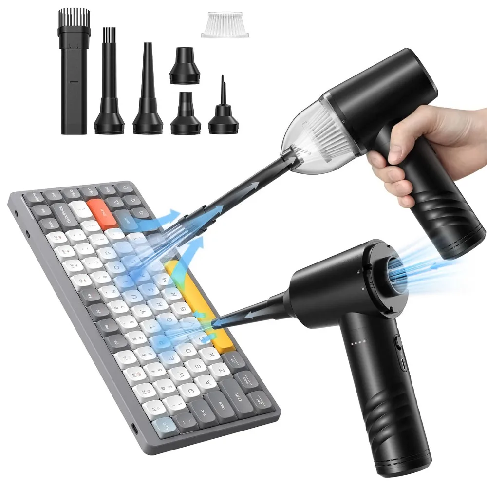 

2 in 1 Air Duster Vacuum Cleaner Electric Dust Blower PC Keyboard Cleaning Kit Cordless Compressed Air Duster