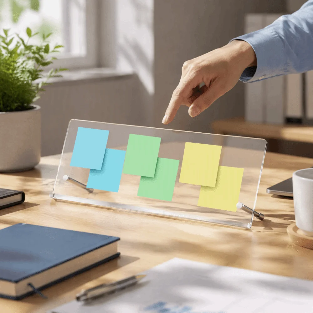 Premium Adhesive-Free Monitor Memo Board Reusable Movable Memo Board Holder Acrylic Durable Under Monitor Organizer Home Use
