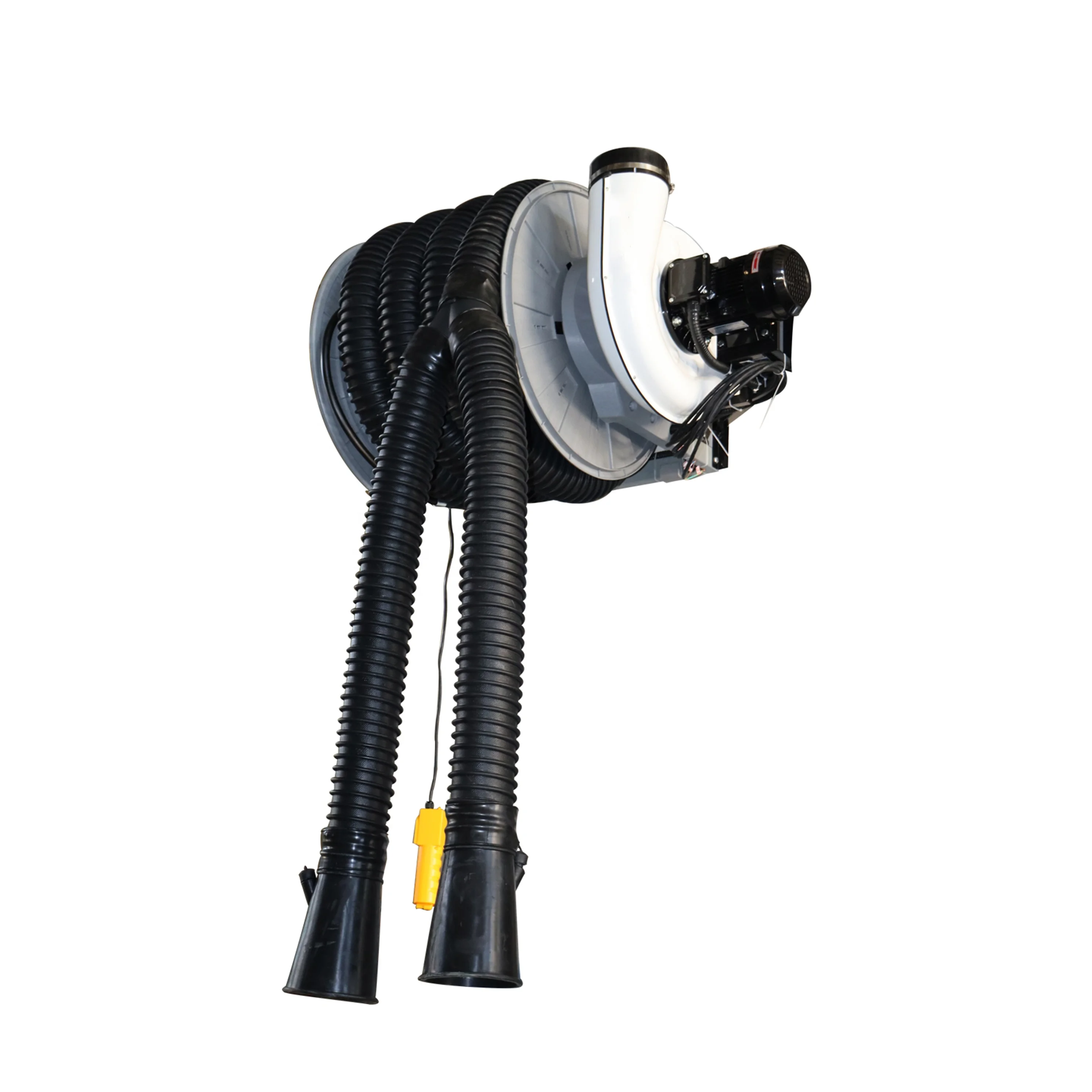 

Вытяжной вентилятор с двумя концами труб, приводной двигателем и катушкой. Эффективное автомобильное оборудование для управления выхлопными газами.