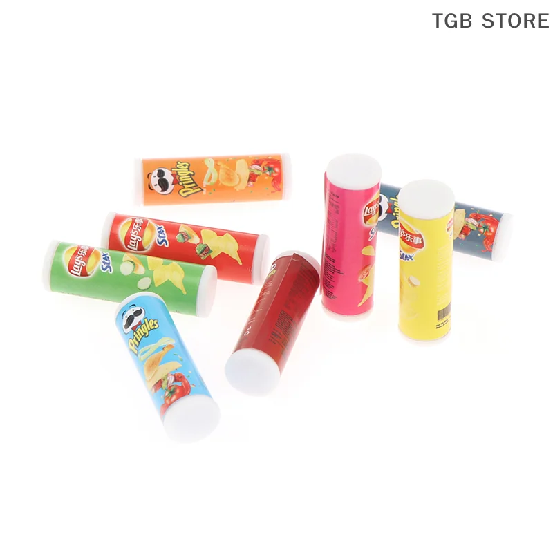 4 قطعة محاكاة مصغرة ABS رقائق البطاطس زجاجة المطبخ الغذاء لعبة 1:12 دمية الديكور #2