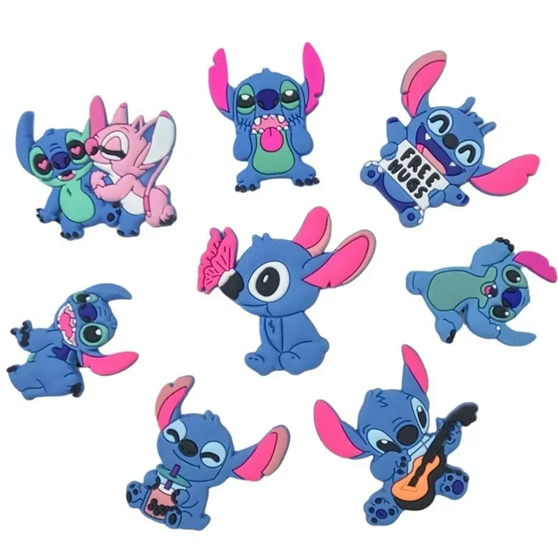 MINISO Disney 8PCS Stitch Shoe Charms For Shoe PVC Cartoon Characters Stitch DIY Shoe Decorations