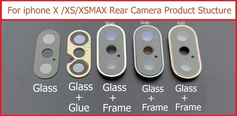 Back Rear Camera Glass Lens Ring Cover With Frame Holder For iPhone 6 6S 7 8 Plus X Xr Xs Max    Camera Glass Lens + Frame Parts