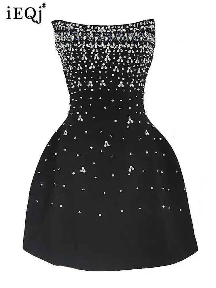 IEQJ French Style Diamond Spliced Party Mini Dresses For Women Slash Neck Sleeveless High Waist Black Female Dress 2026 3WQ6859 - AliExpress 200000345 IEQJ French Style Diamond Spliced Party Mini Dresses For Women Slash Neck Sleeveless High Waist Black Female Dress 2026 3WQ6859 - AliExpress 200000345