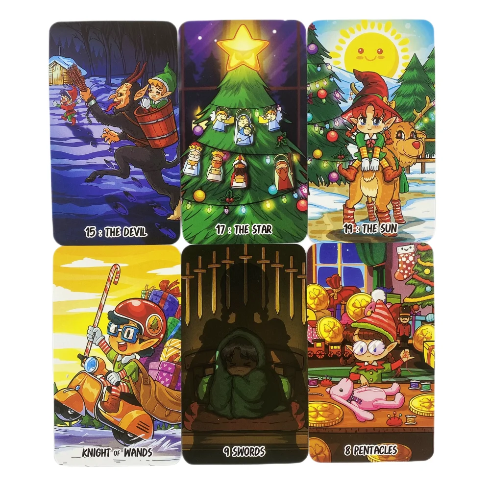 X\'mas Elf Tarot Cards Christmas Green A 78 Deck Oracle English Visions Divination Edition Borad Playing Games