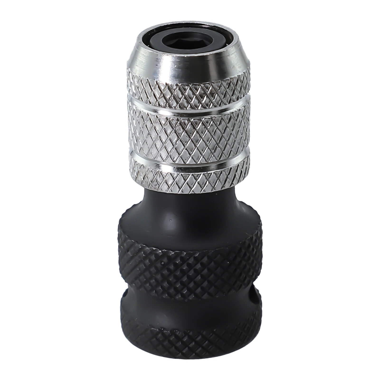 Convenient 1/2 inch Drive to 1/4 inch Hex Socket Adapter, Made of Steel, Black + Silver Color, Quick Release Design, Length 50mm