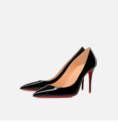 Talons hauts à l'offre elles noires et rouges pour femmes, chaussures à talons minces, polyvalentes, pointues, bouche peu profonde, sexy, nouveau style professionnel, 2024