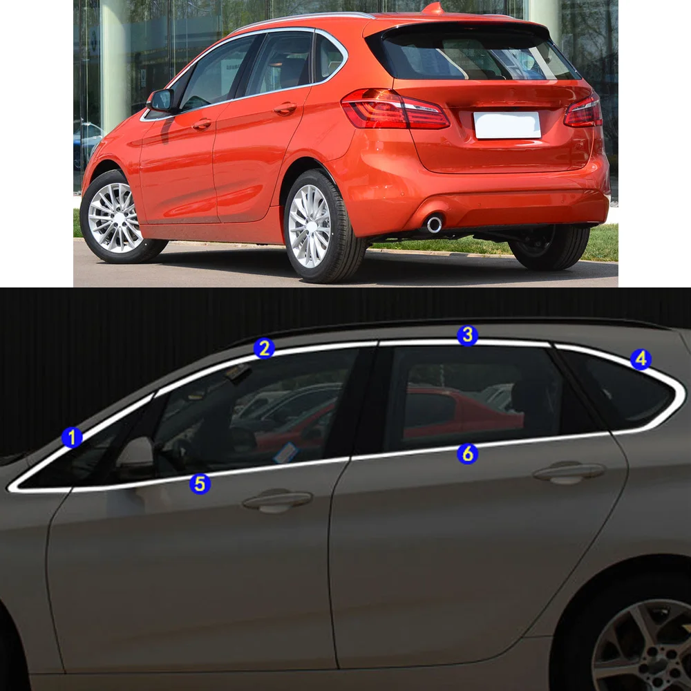 Car Sticker Garnish Pillar Window Middle Strip Trim Frame Hoods For BMW 2-Series 218i 220i 2014 2015 2016 2017 2018