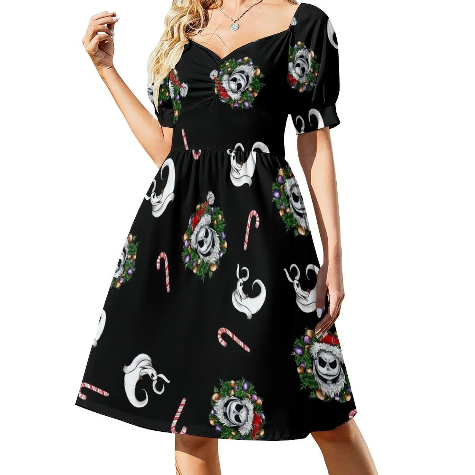 

Christmas Nightmare Pattern Short-Sleeved Dress Prom gown Clothing female Dresses for wedding party