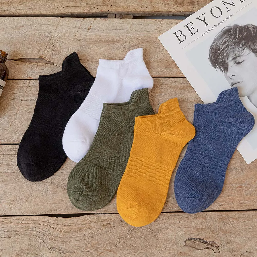 

15 Pair Men's Cotton Socks Shallow Mouth Thin High Quality Solid Color Fashion Colorful Harajuku Retro Leisure Boat Socks