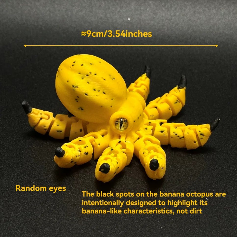 1 Stück von Bananen inspirierte Gelenk-Oktopus-Auto-Armaturenbrett-Ornament-Skulptur, farbenfrohes Auto-Ornament zum Sammeln, einzigartiges Bananen-Design