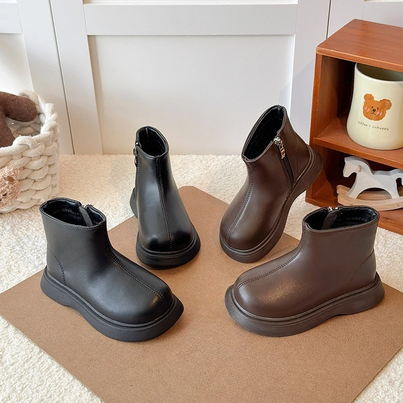 

New Children's Platform Ankle Boots Classic Hot Sale Girls Fashion Boots Simple Non-slip Causal Kids School Short Boots Non-slip