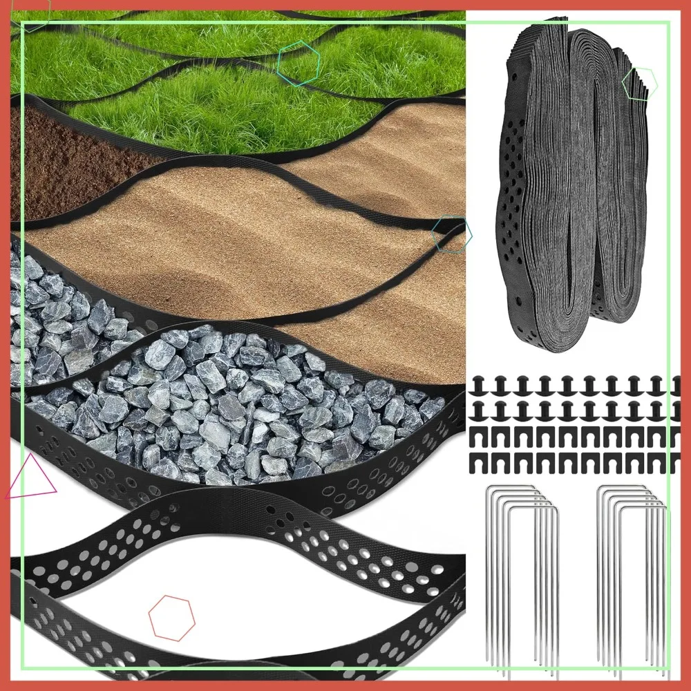 

Gravel Grid 4x50FT HDPE Geo Grid 1885 lbs Load with Stakes & Connectors for Driveway, Patio, Shed Base