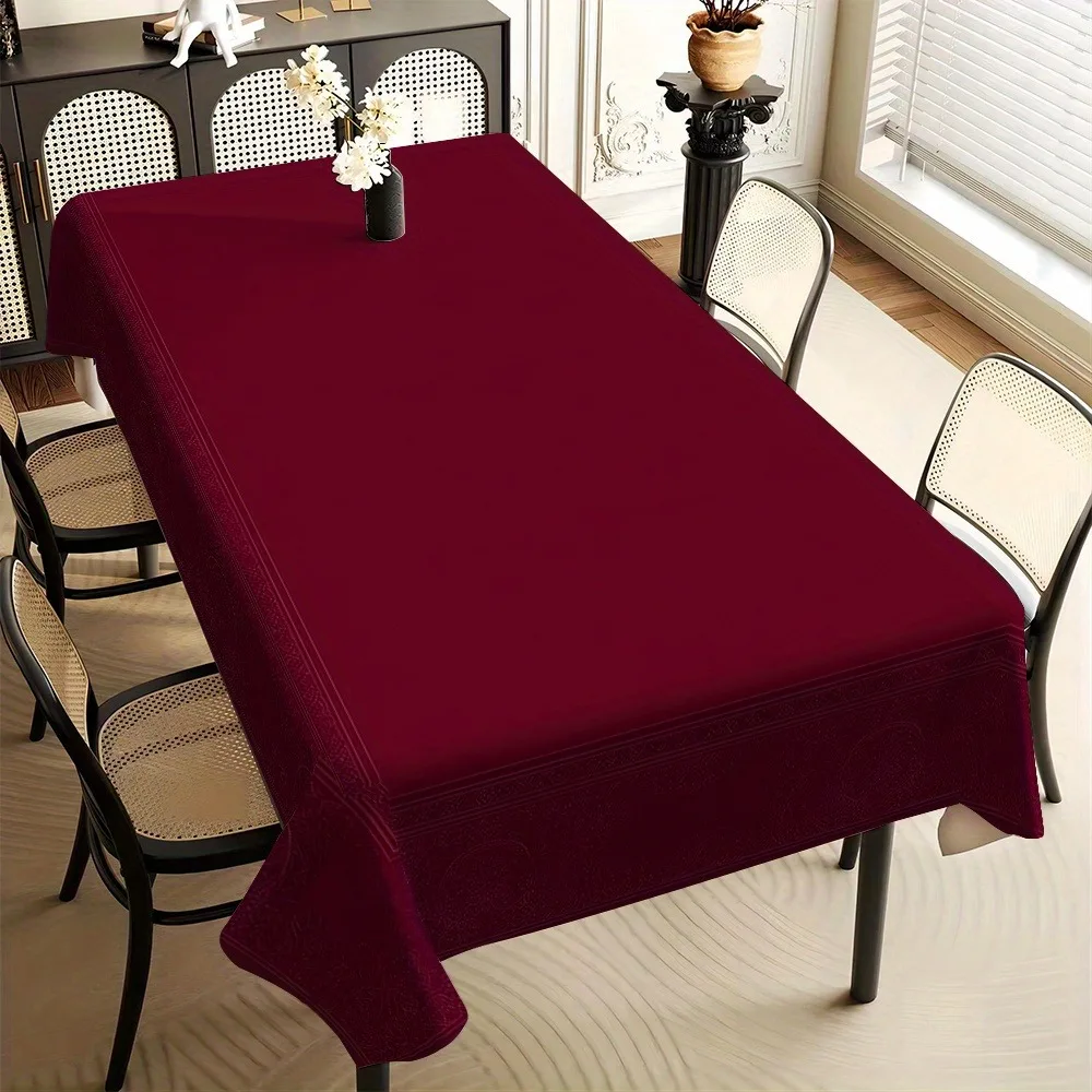 One piece of wine red solid-colored high-end tablecloth, suitable for indoor/outdoor use throughout the seasons.zyc