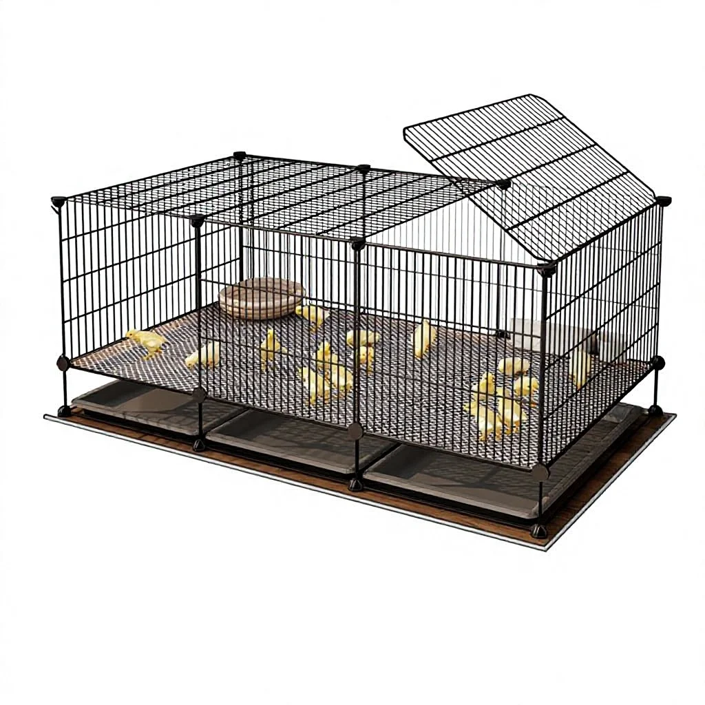 Large Space Iron Wire Breeding Cage for Quail Rabbit Chick, Anti-escape Design, Indoor Outdoor Small Animal Pet Cage