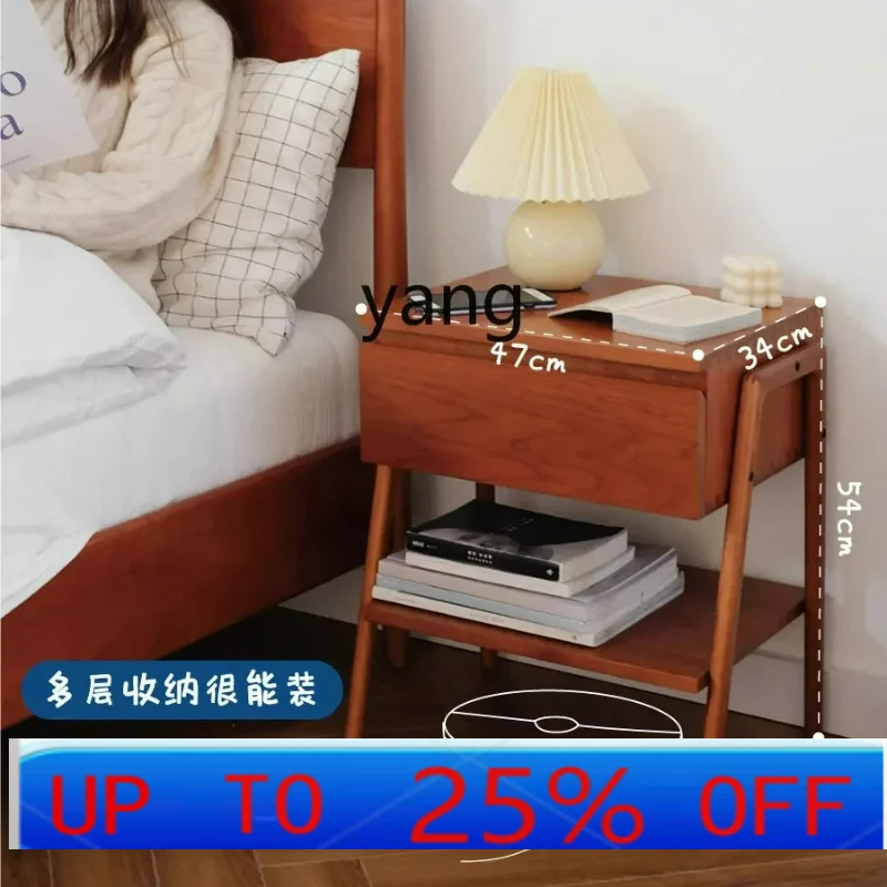 

LTT bedside table retro cherry wood solid wood side cabinet storage small apartment bedroom