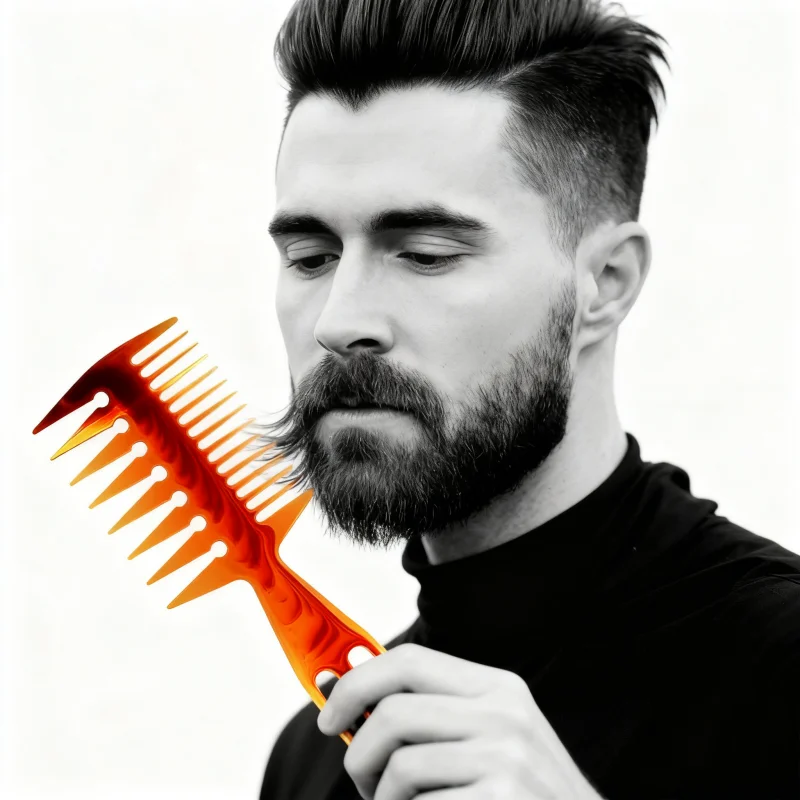 

Расческа для парикмахерских, расческа для укладки бороды, леопардовая пластиковая двусторонняя рыбка, дизайн зубов, шаблон для домашнего использования, инструменты для формирования волос