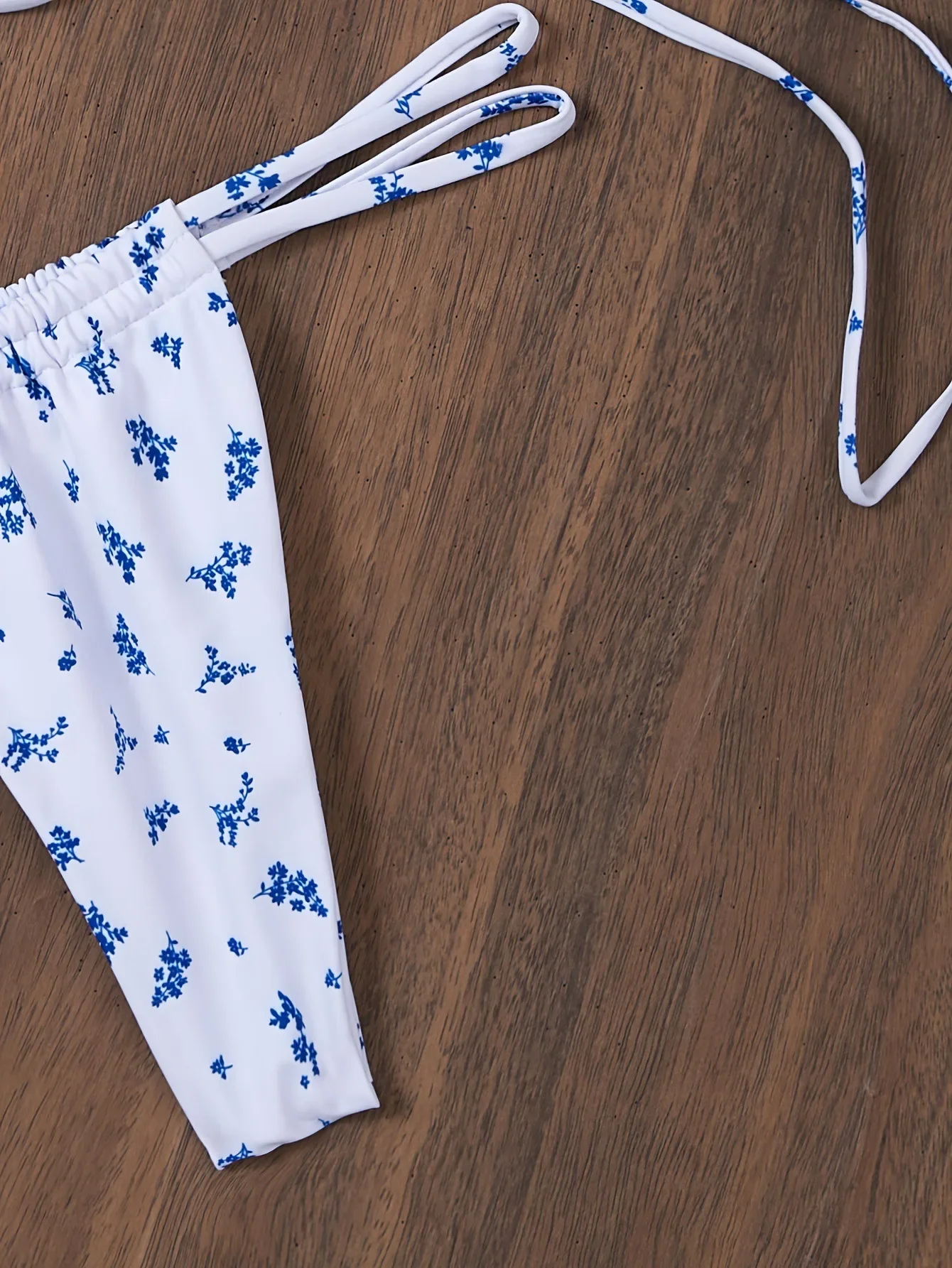 Seksowny niebieski kwiatowy nadruk z przodu zestawy bikini dwuczęściowy strój kąpielowy stringi stroje kąpielowe kostiumy kąpielowe stroje plażowe biquini tankini