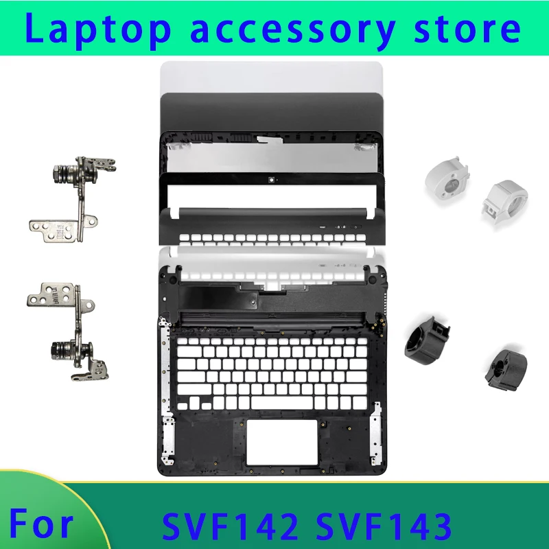 Nova Tampa Superior de LCD OEM para Laptops das Séries SVF142 SVF143, Painel Frontal, Apoio para as Mãos, Tampa Inferior, Tampa da Dobradiça ABCD e Teclado