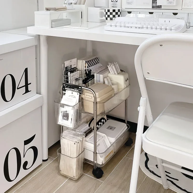 

Underdesk storage rack, desk trolley, desk bottom bookshelf, movable wheeled bookshelf, book and