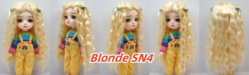 JD880 Lange Sauvage Welle Mittelscheitel Meerjungfrau Lockig mit Twin Bow Braids Puppe Perücken 1/8 1/6 1/4 1/3 Pullip Blythes BJD Haar – Detail 3