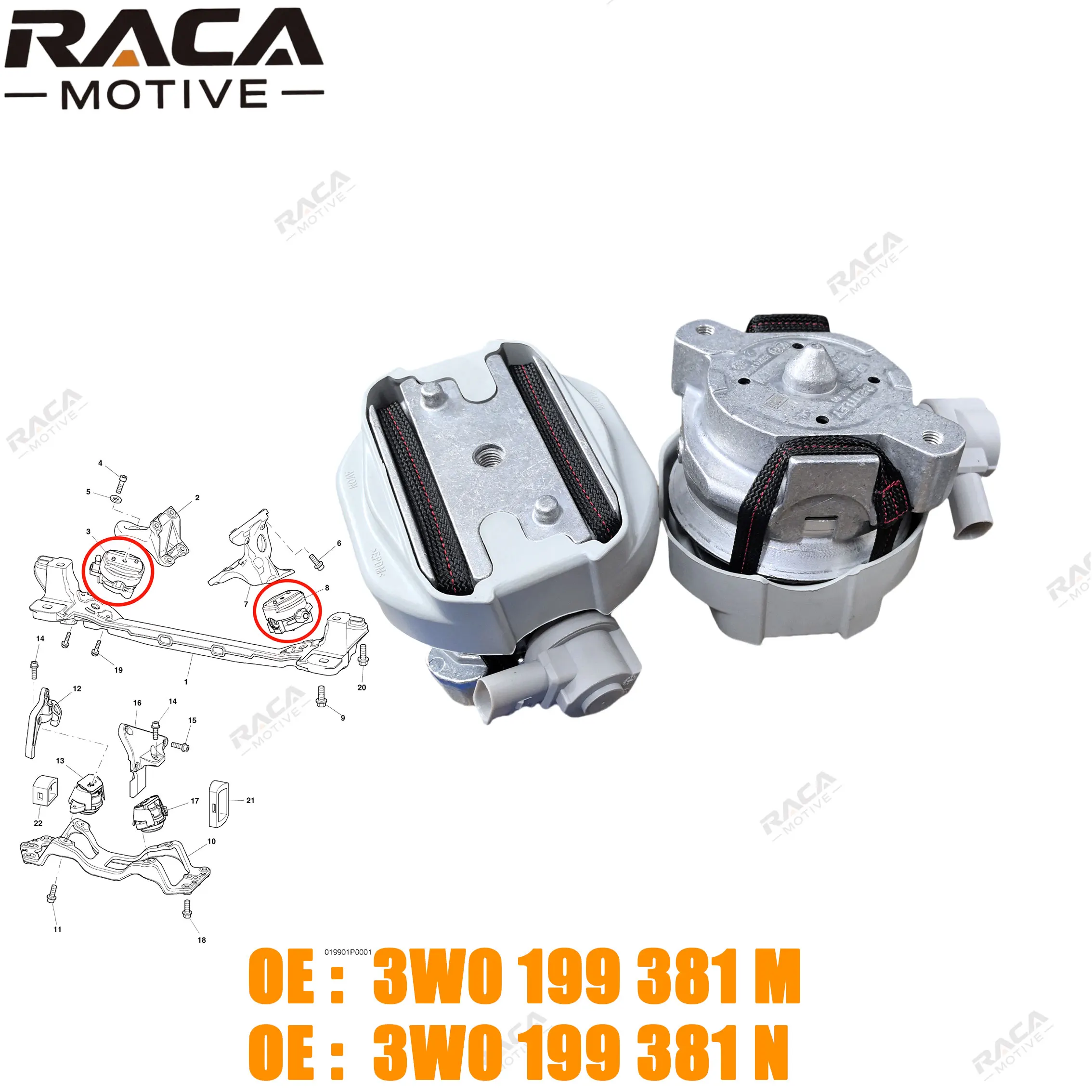 

Engine Mounts（Left and Right） for Bentley Continental 2004-2012 Flying Spur 2005-2013 3W0199381N 3W0199381M