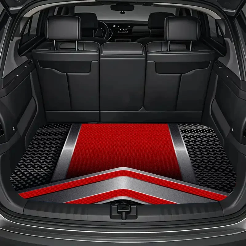 

1pc Red and Black Cool Print Car Trunk Mat - Durable Floor Liner, Safe and Practical, Suitable for Daily Travel, Lifting