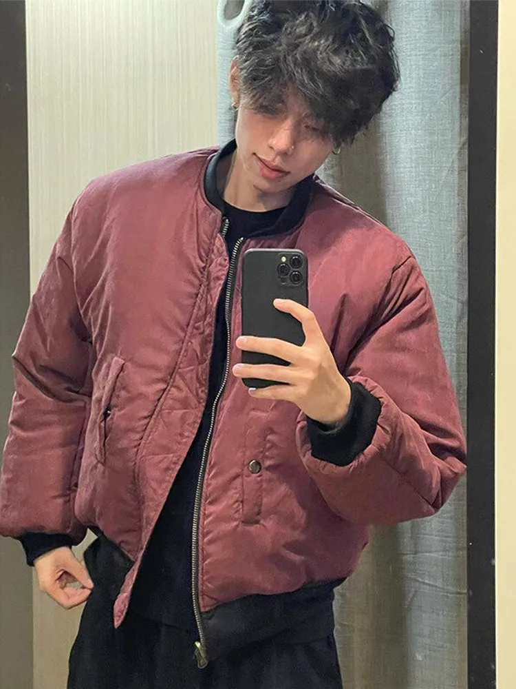 

Red ort Двусторонняя одежда Thiened Warm Men's Jaet Winter Flight Coat American Baseball orm Stand Fit Long Sve...