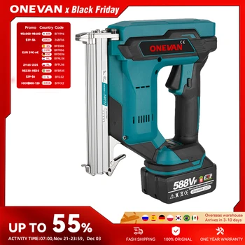ONEVAN F30G 전기 네일 건, 타정기 스테이플러, 프레이밍 타정기 태커, 가구 스테이플 건, 목공 도구, Makita 18V 배터리용