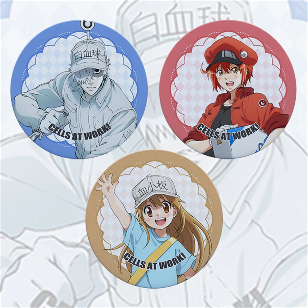 

58mm Anime Cells at Work! Code Black Red Blood Cell Hakkekkyuu Cosplay COSTUME Badge Pin SPTE Tinplate Brooch Prop Xmas Gilf