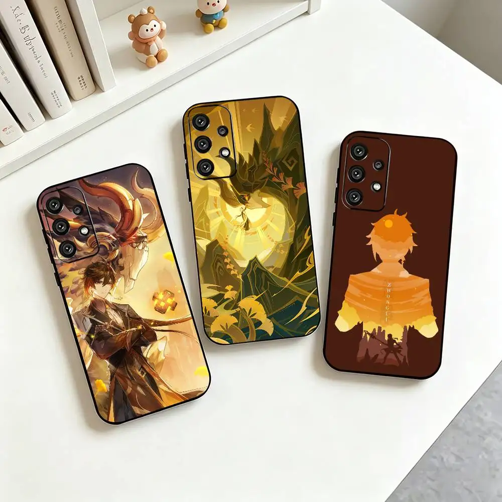 Z-Zhongli Genshin Impact  Phone Case For Samsung S25,S24,S21,S22,S23,S30,Ultra,S20,Plus,Fe,Soft Silicone Black Cover