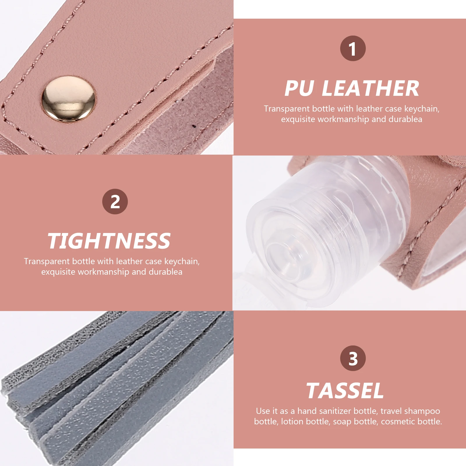 

3Pcs 30Ml Hand Bottle Holder Keychain with Tassel Decoration Portable Travel Bottle Container for Keys Bags Lanyard