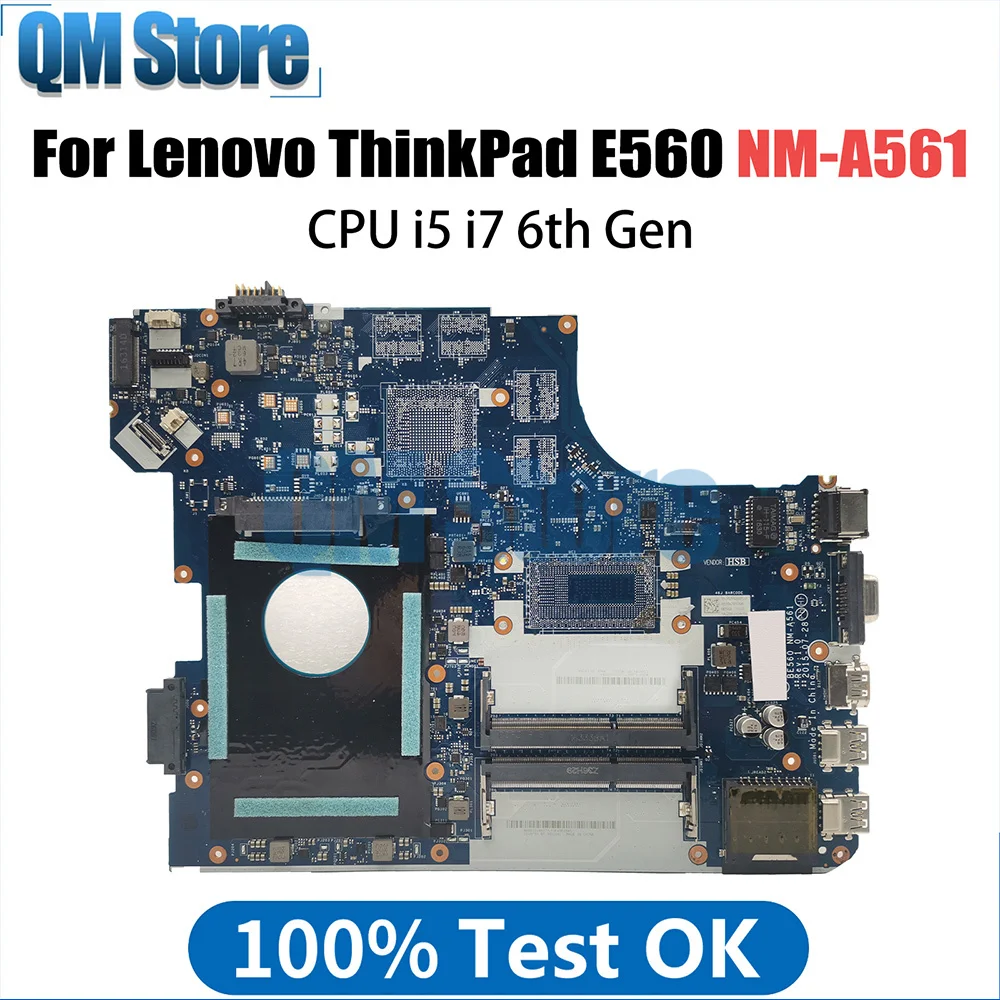 

BE560 NM-A561 Mainboard For ThinkPad E560 20EV 20EW Laptop Motherboard With i5 i7 6th Gen CPU FRU 01AW104 01AW105 01HY628