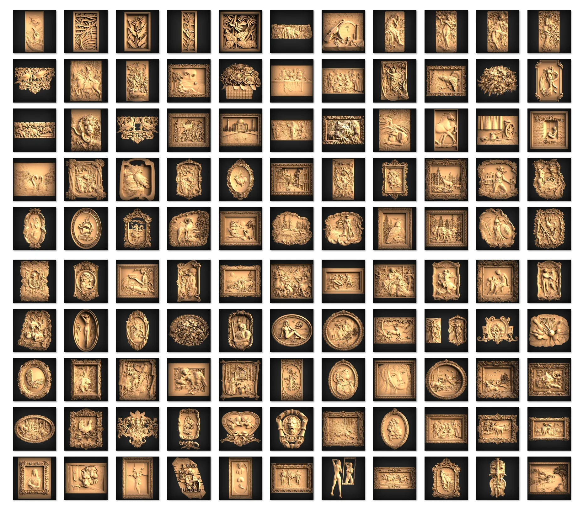 Panno STL e Bas Relief STL Collezione di file Modelli 3D per CNC