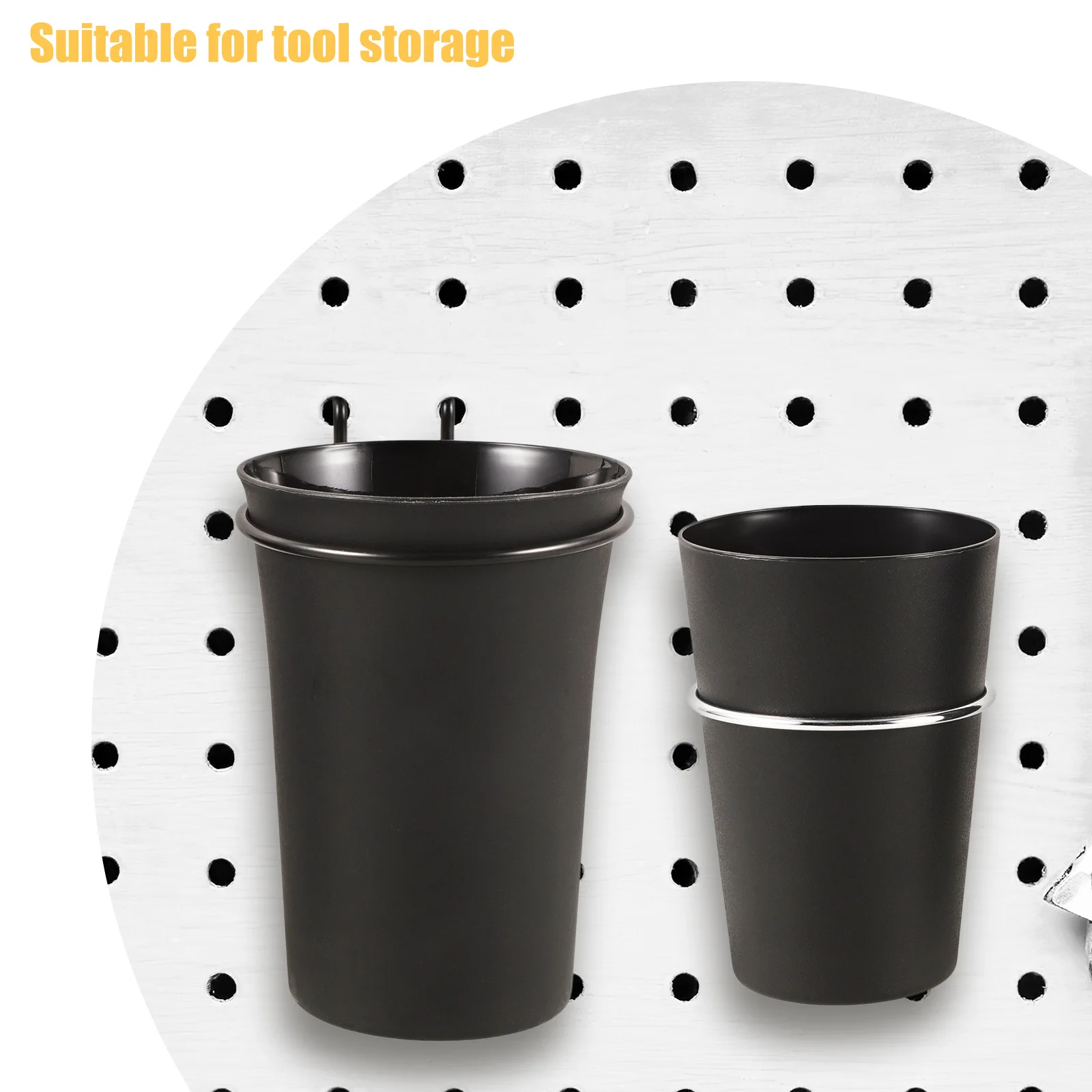 2pcs Hooks Pegboard Cup Holders Storage Bucket For Pegboard Multi-Function Tool Organization Hanging Organizer Workshop Storage