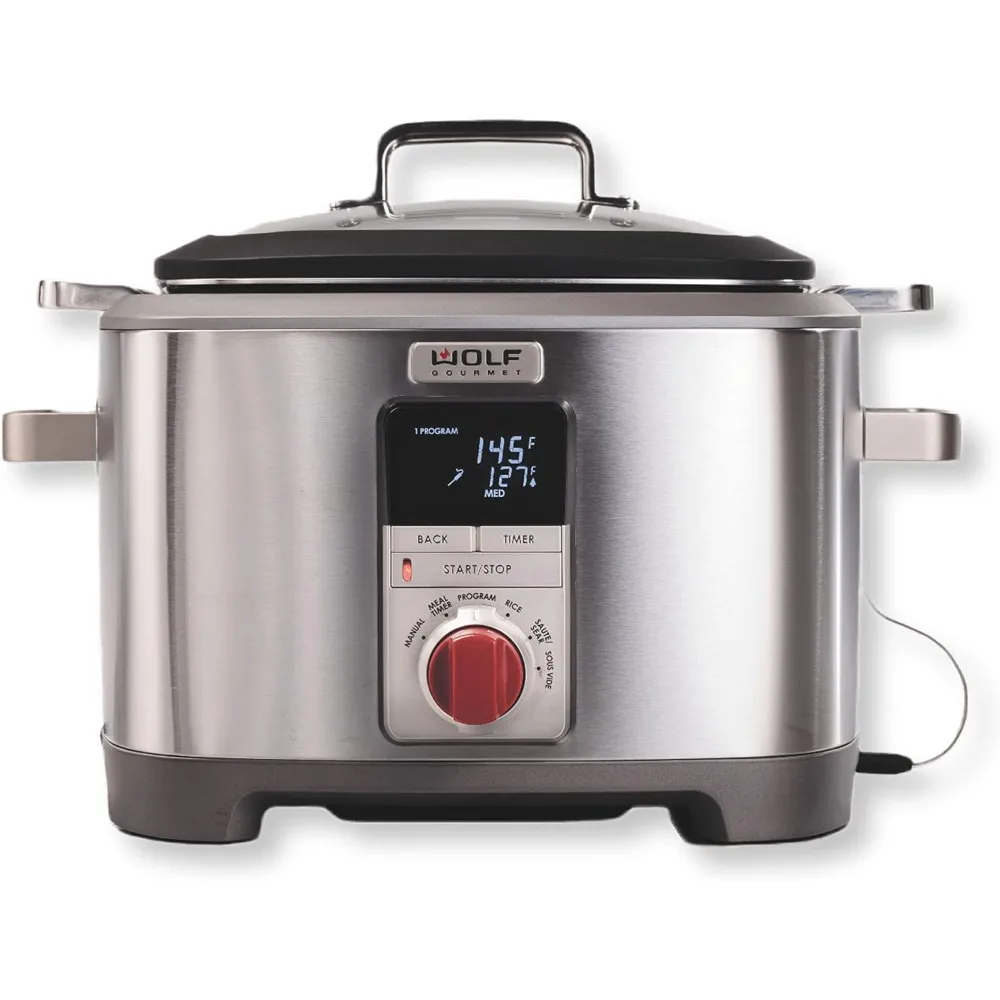 

Programmable 6-in-1 Multi Cooker with Temperature Probe, 7 qrt, Slow Cook, Rice, Sauté, Sear, Sous Vide, Stainless Steel