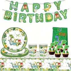 Dinosaur Birthday Party Decorations Tableware Tablecloth Backdrop Paper Cups Plates Dinosaur Event Supplies For Kids Gift