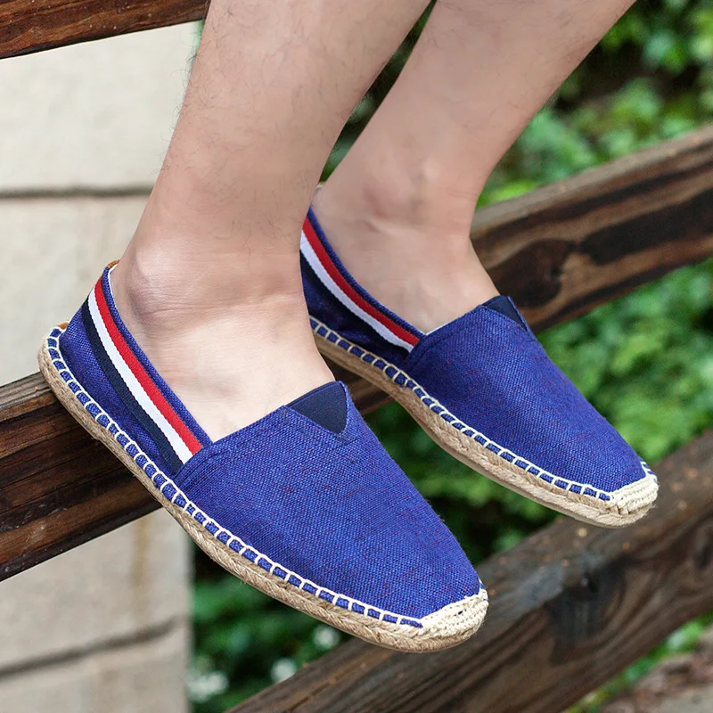 Summer New Linen Men's Casual Shoes Handmade Weaving Fisherman Shoes Fashion Casual Flat Espadrilles Driving Shoes667