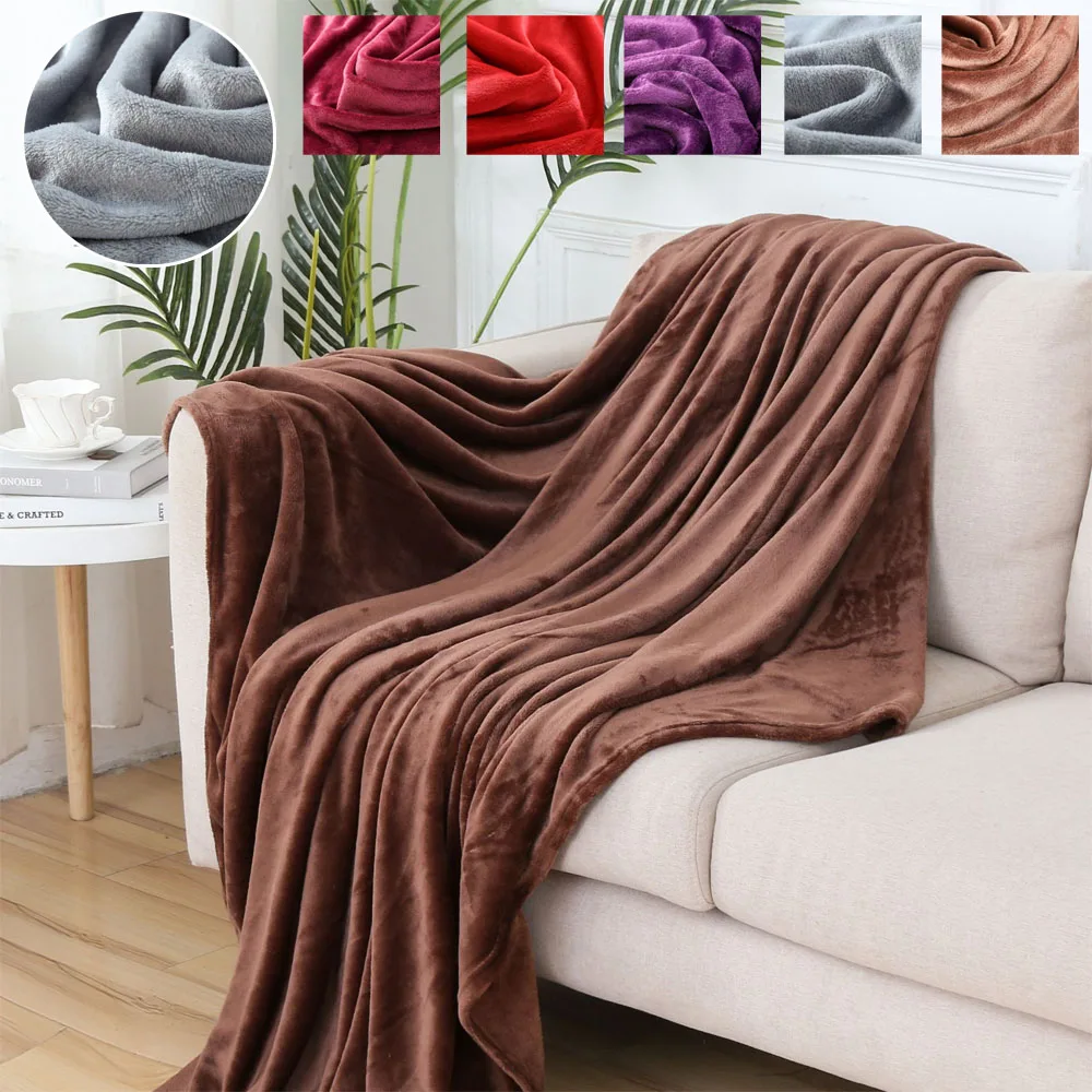 

1pc Coral Fleece Blanket Plain Bedspreads Thick Warm Soft ComfortableThrow Blanket Universal Solid-color Multifunctional Blanket