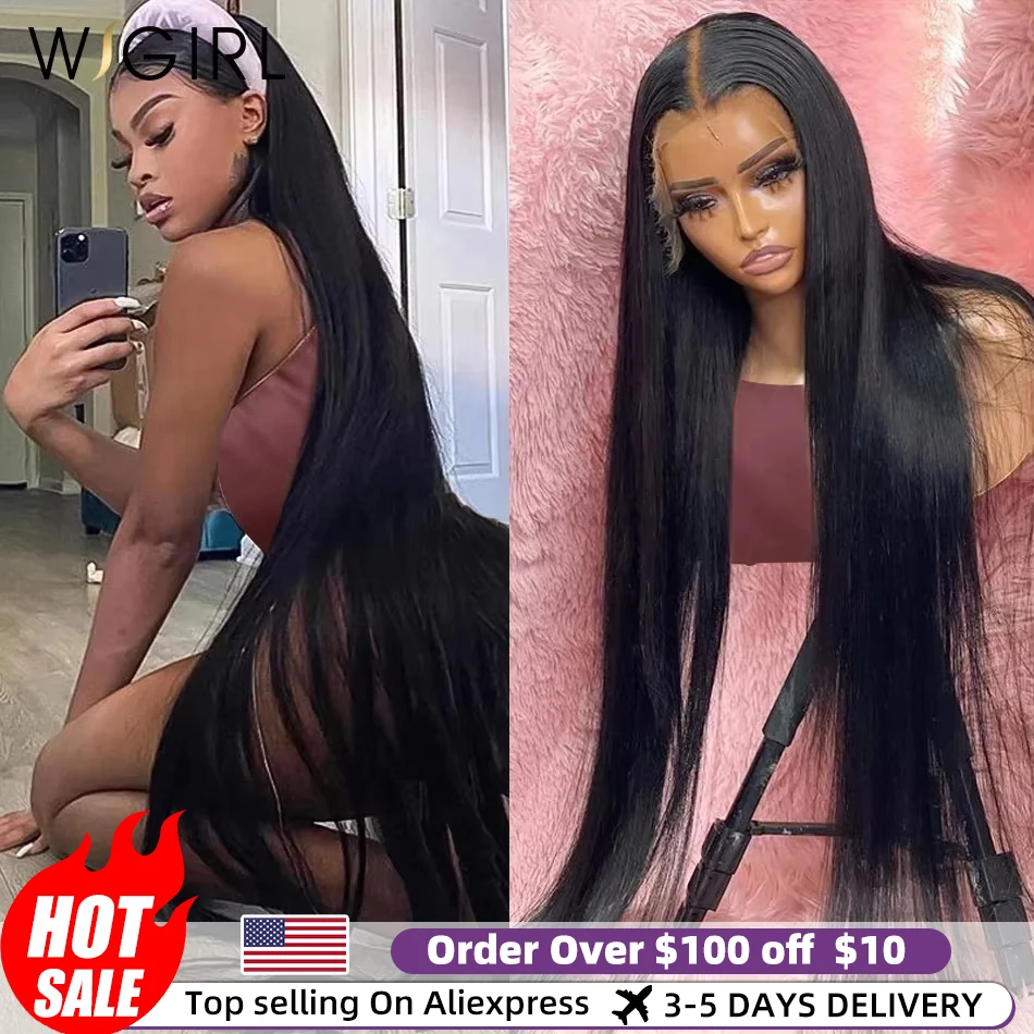 40 Inch HD Transparent Bone Straight 13x6 Lace Frontal Wig 180% Preplucked Brazilian 13x4 Lace Front Human Hair Wigs For Women