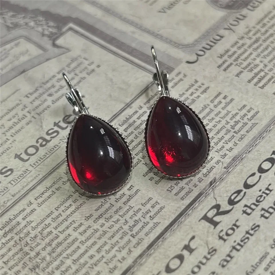 Gothic Vampire Blood Red Earrings For Women Girls Fashion Mystery Witch Jewelry Accessories Gift Red Drop Crystal Magic Earrings