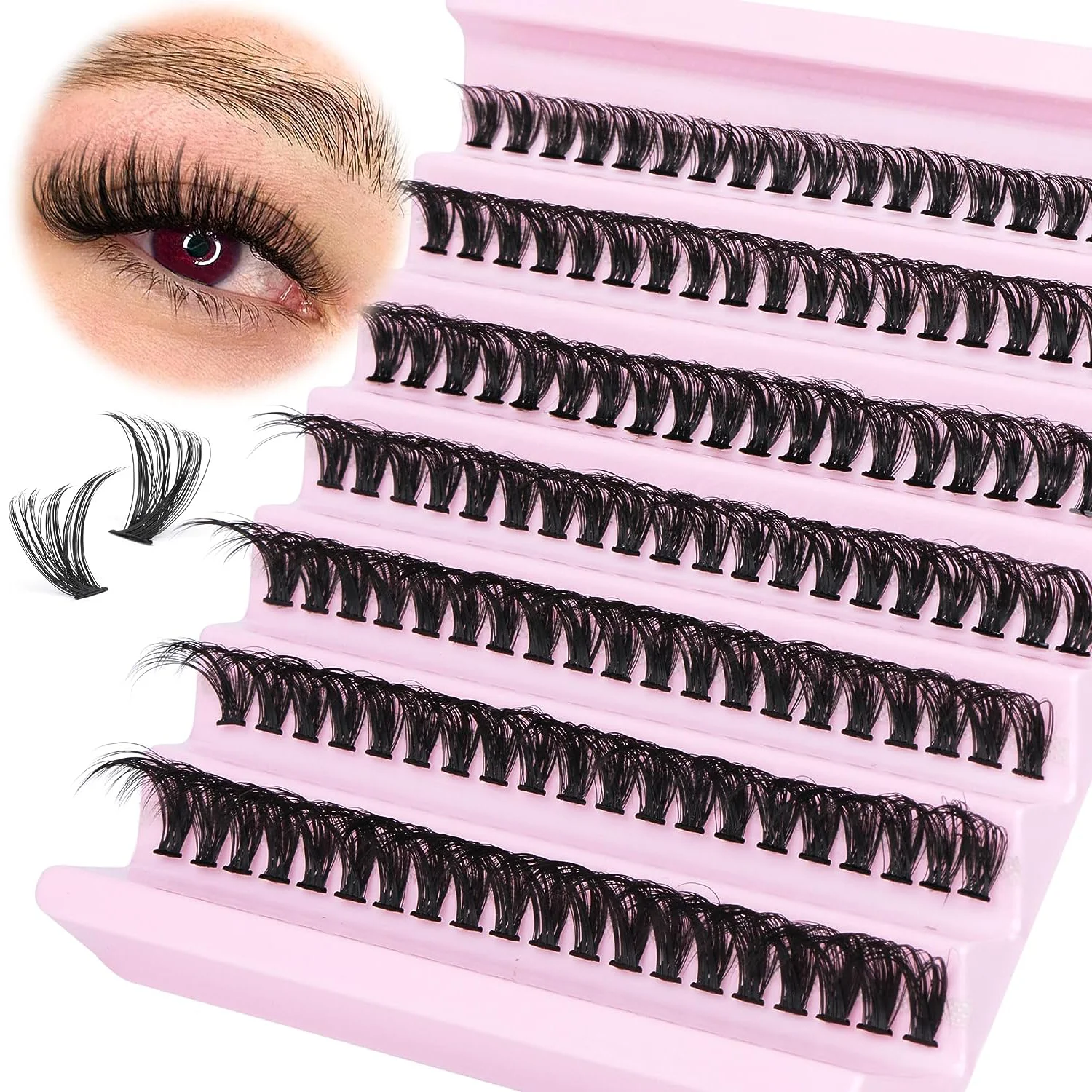 50P DIY Lash Clusters 140pcs D Curl Lash Extension Clusters 8-16mm Individual Lashes That Look Like Extension Fluffy