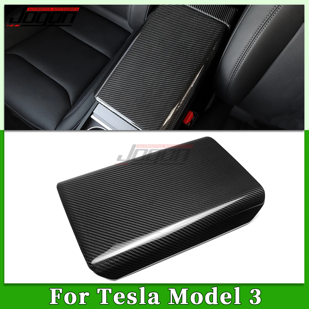 

Protective Carbon Fiber For Tesla Model 3 2024 Car Interior Center Console Storage Armrest Box Frame Cover Trim Accessories