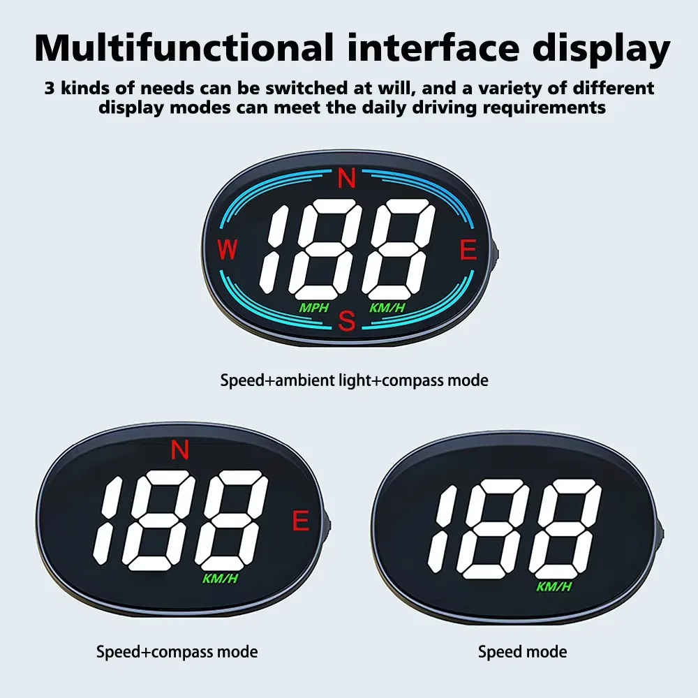 التوصيل والتشغيل نظام تحديد المواقع HUD سيارة رئيس يصل عرض البوصلة مصباح لتهيئة الجو سيارة عداد السرعة الرقمي إنذار السرعة الزائدة KMH/MPH #6