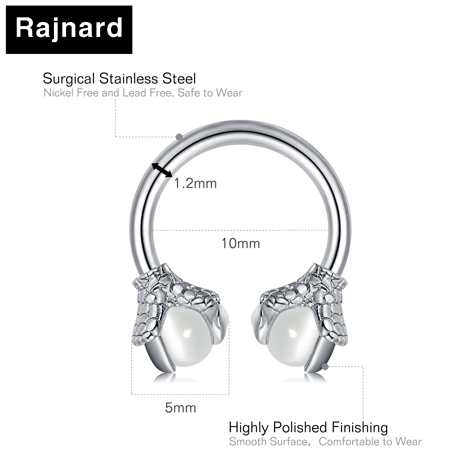 1-3PCS Stainless Steel Helix Cartilage Tragus Earrings, Halloween Gothic Dragon Claw Earrings, Body Piercing Jewelry For Men